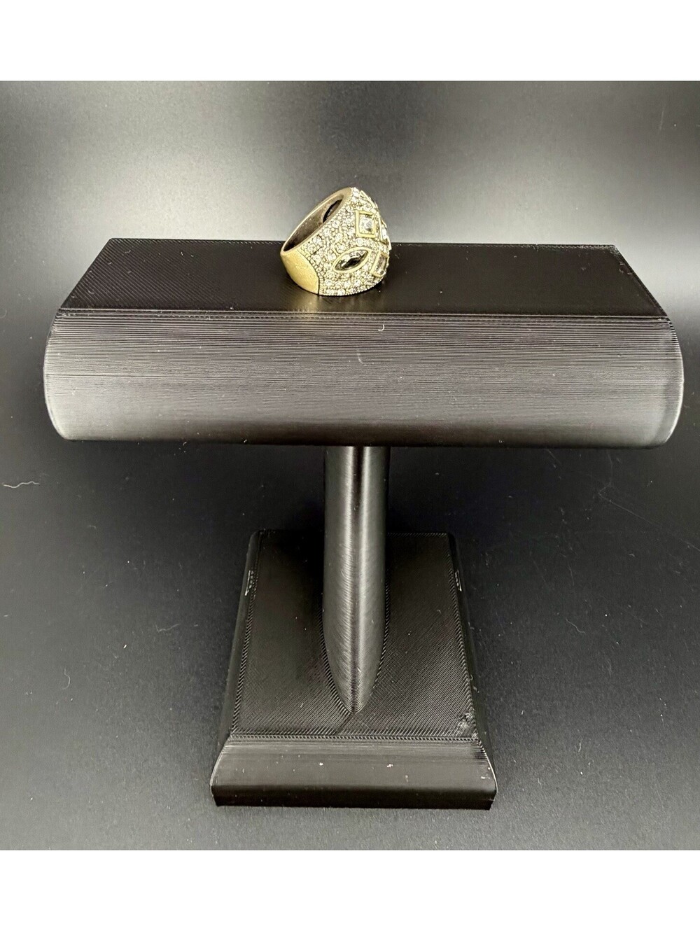 Heidi Daus Art Deco Pave Crystal Statement Cocktail Ring Gold Tone